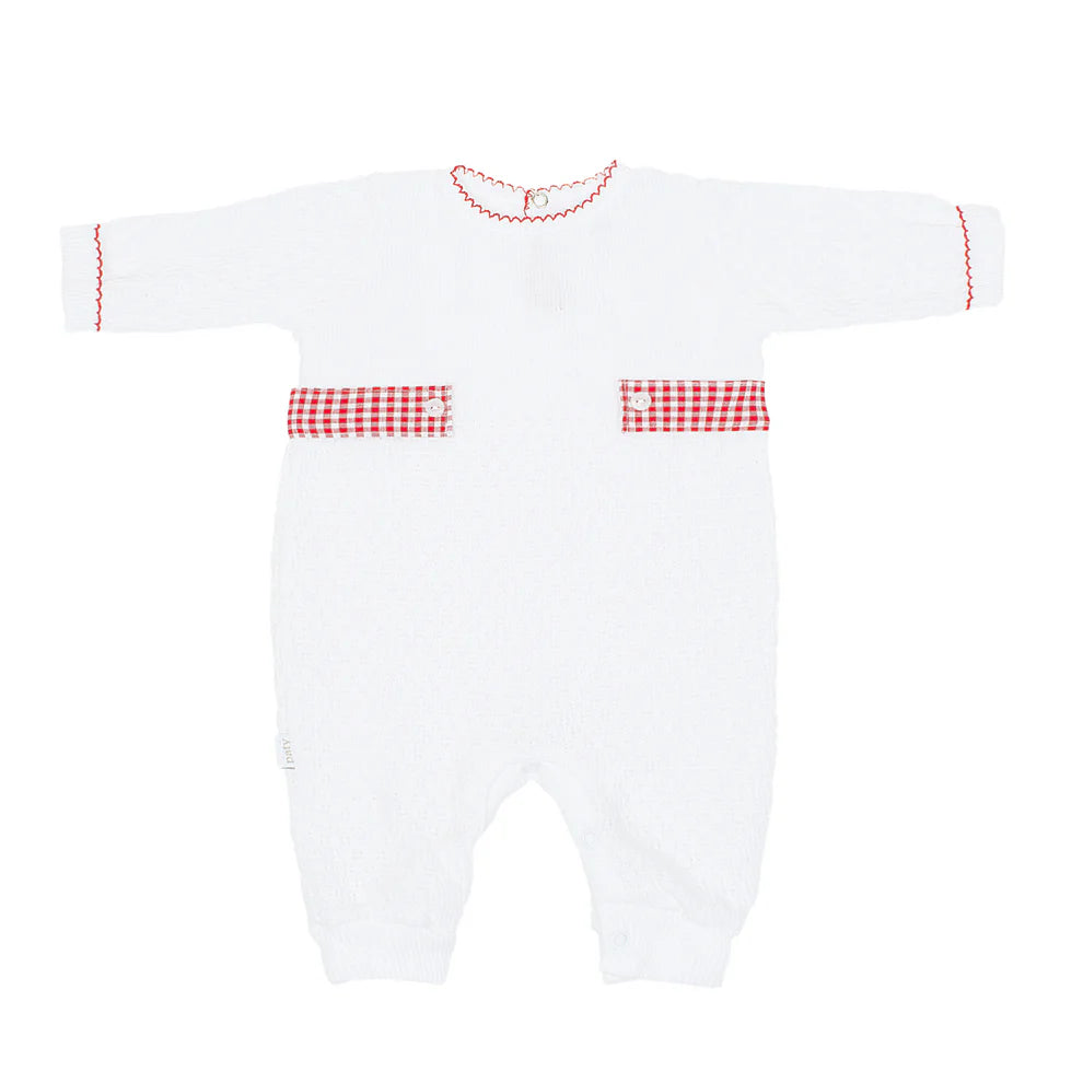 Paty LS Romper w/Gingham Tabs