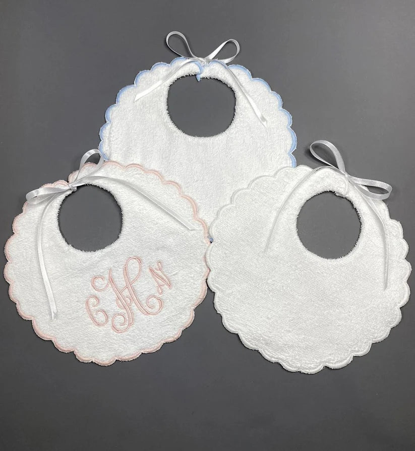 Scalloped Terry Monogram Bib