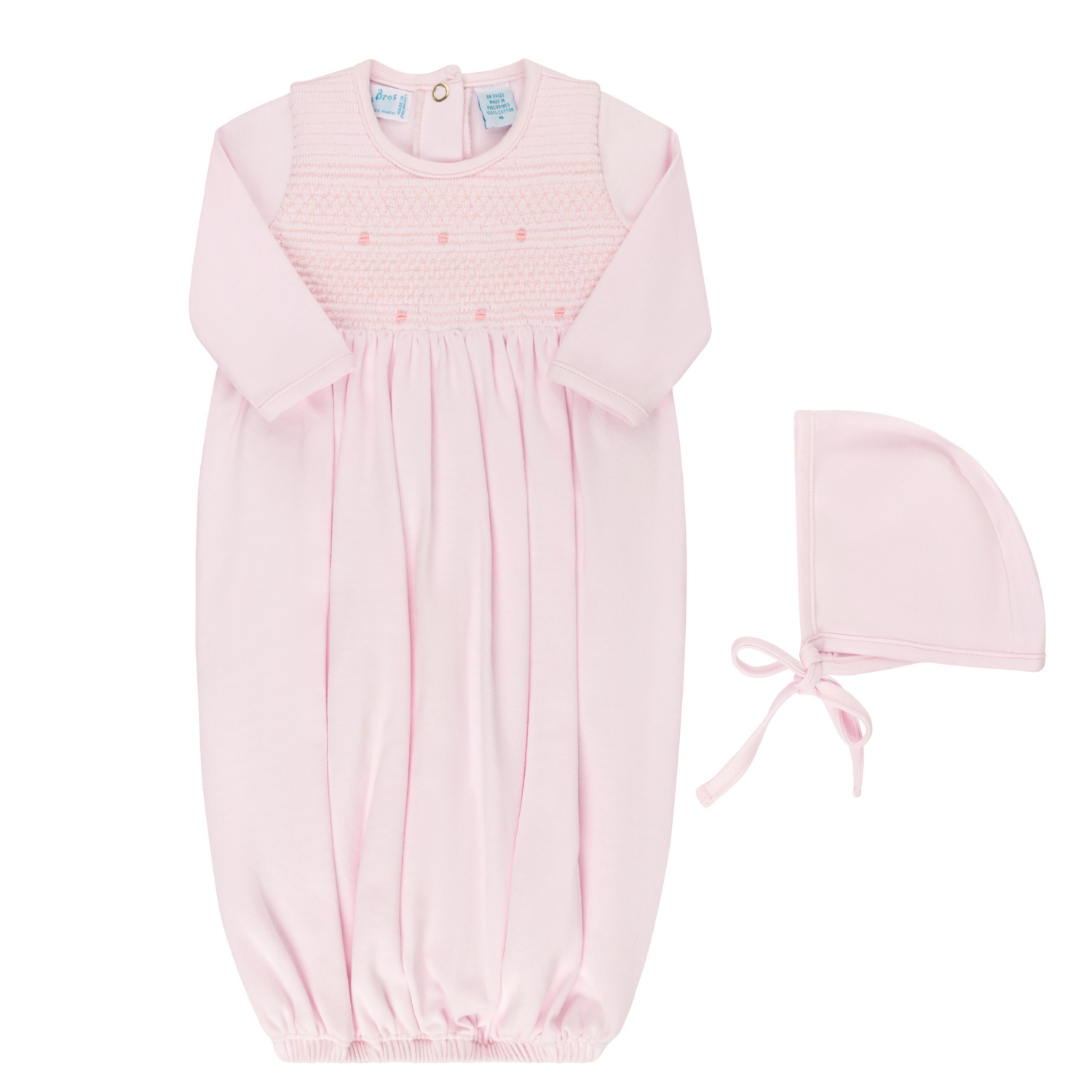 Feltman Smocked Bullion Gown w/Bonnett