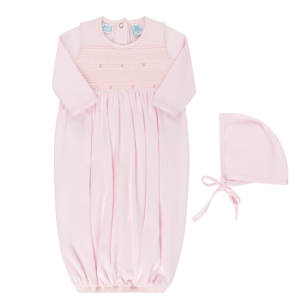 Feltman Smocked Bullion Gown w/Bonnett