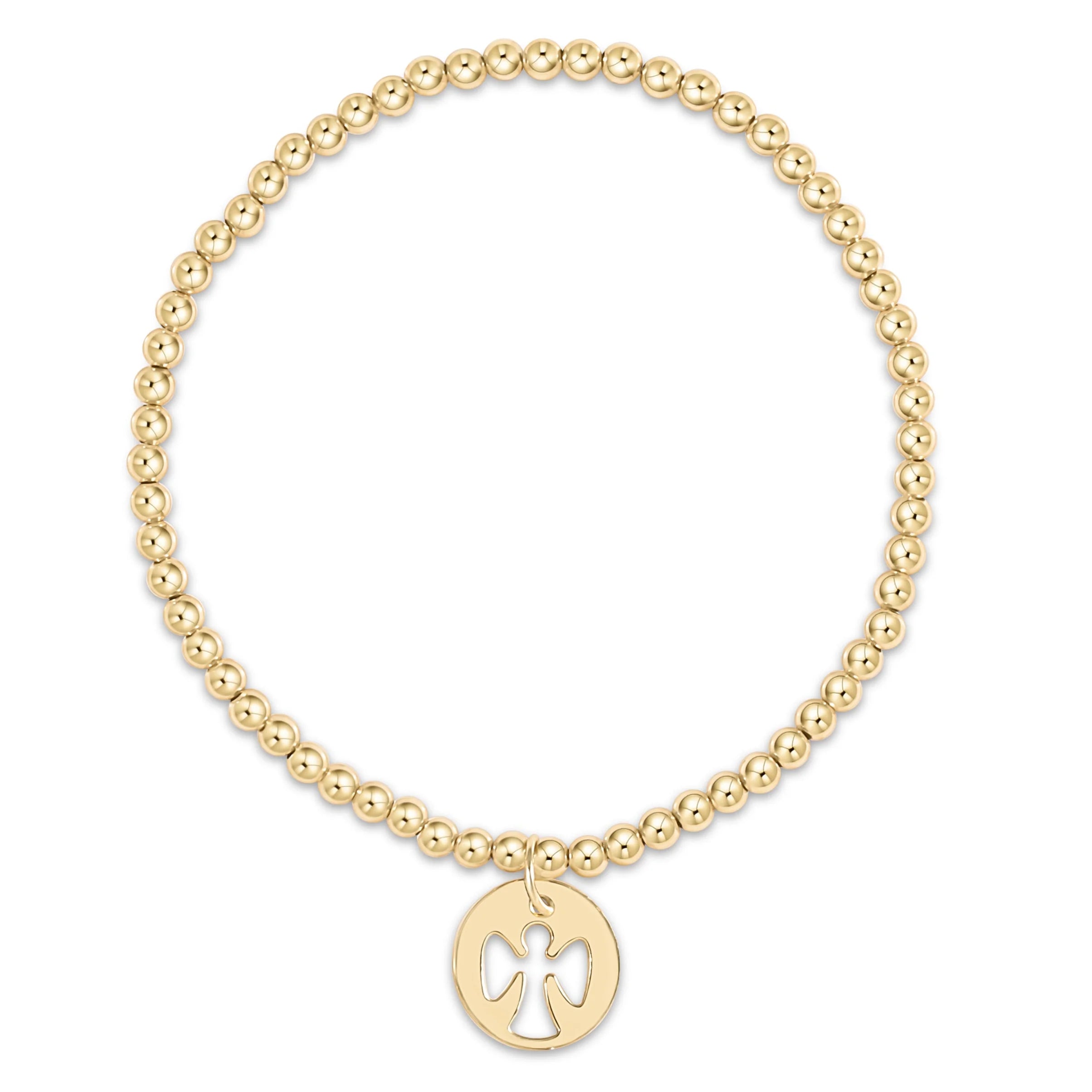 EGirl Classic Gold 3mm Beaded Bracelet-Guardian Angel Disc