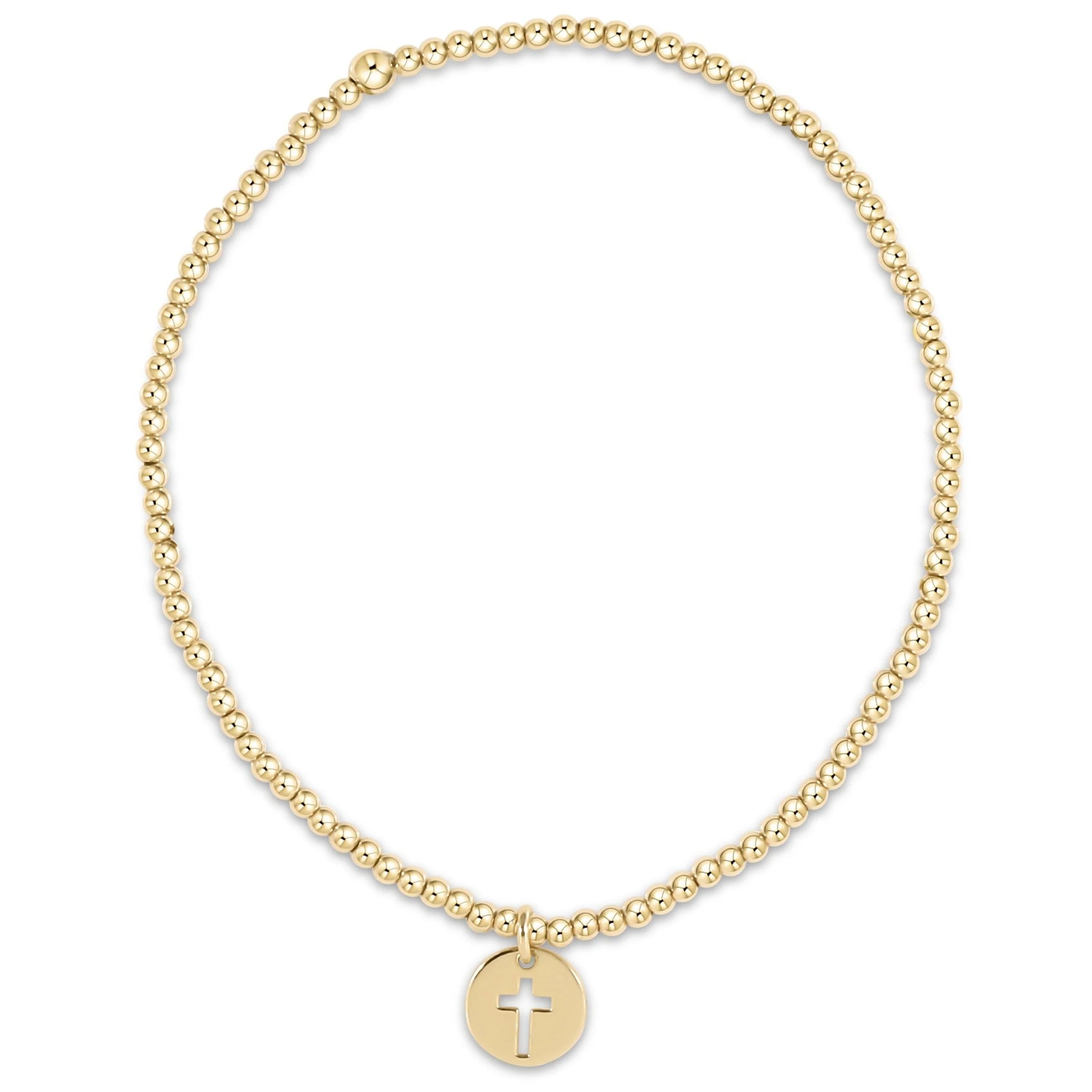 EGirl Classic Gold 2mm Beaded Bracelet- Blessed Gold Disc