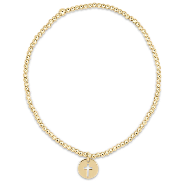 EGirl Classic Gold 2mm Beaded Bracelet- Blessed Gold Disc