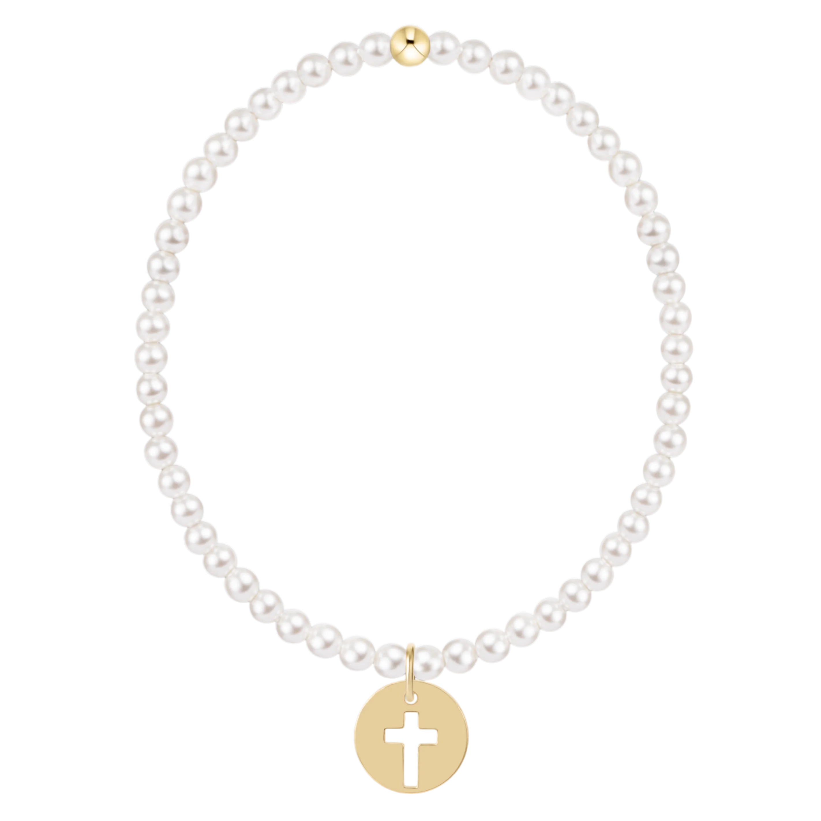 EGirl Classic Pearl 3mm Bracelet- Blessed Gold Disc