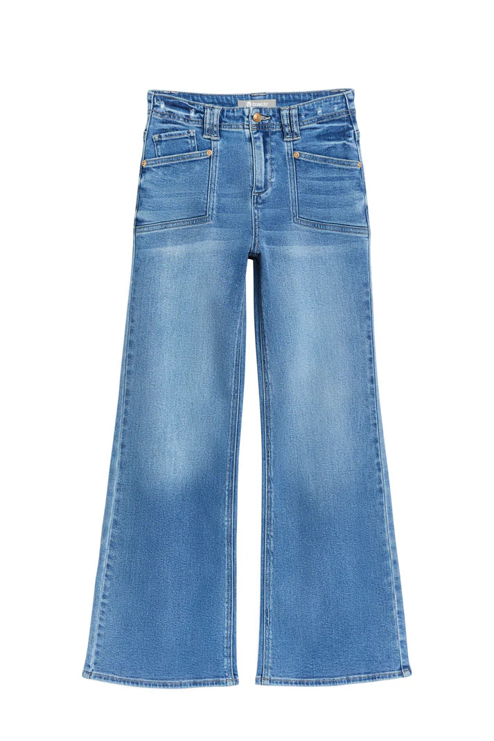 Tractr Utility Pocket Wide Leg Jeans