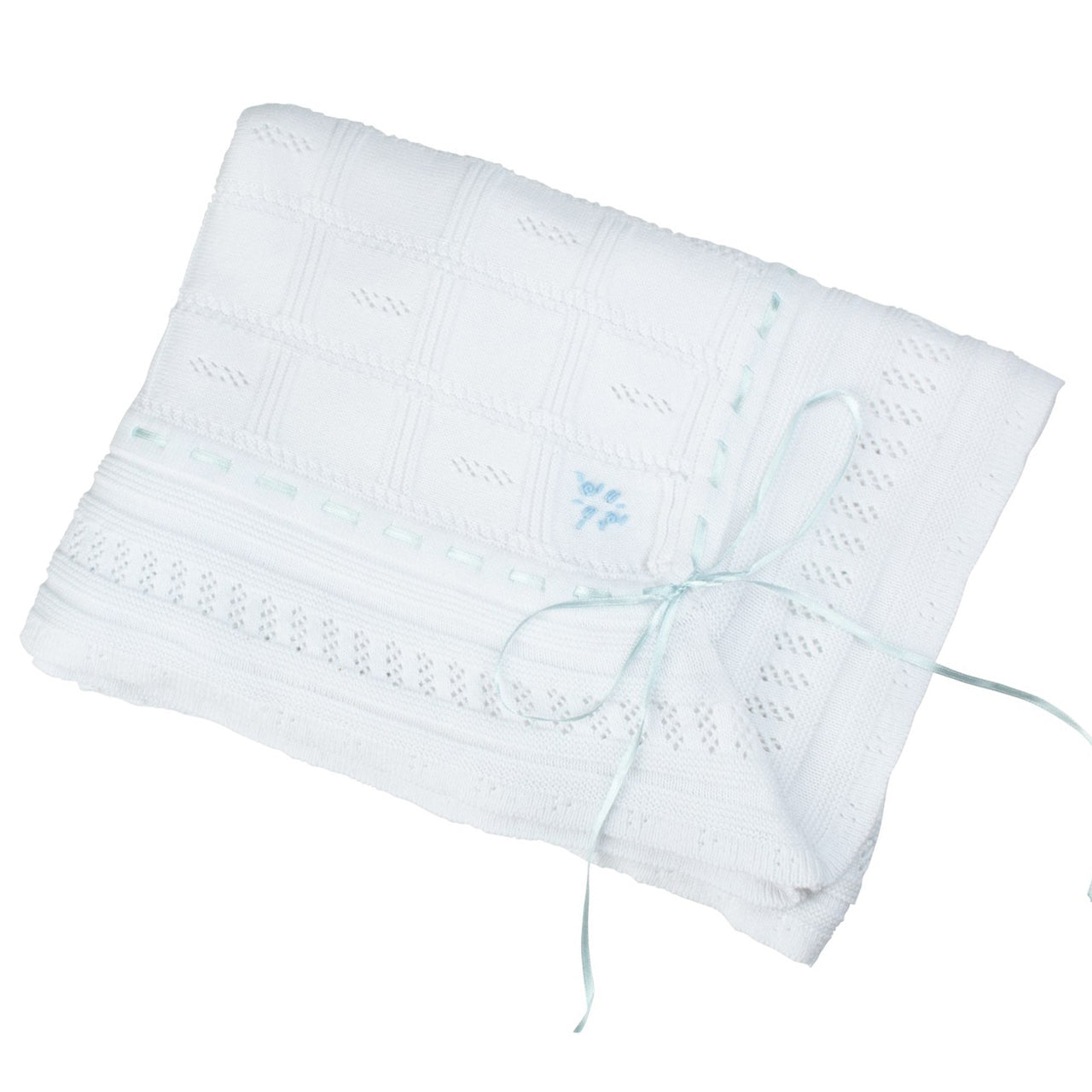Feltman Ribbon Pointelle Knit Blanket
