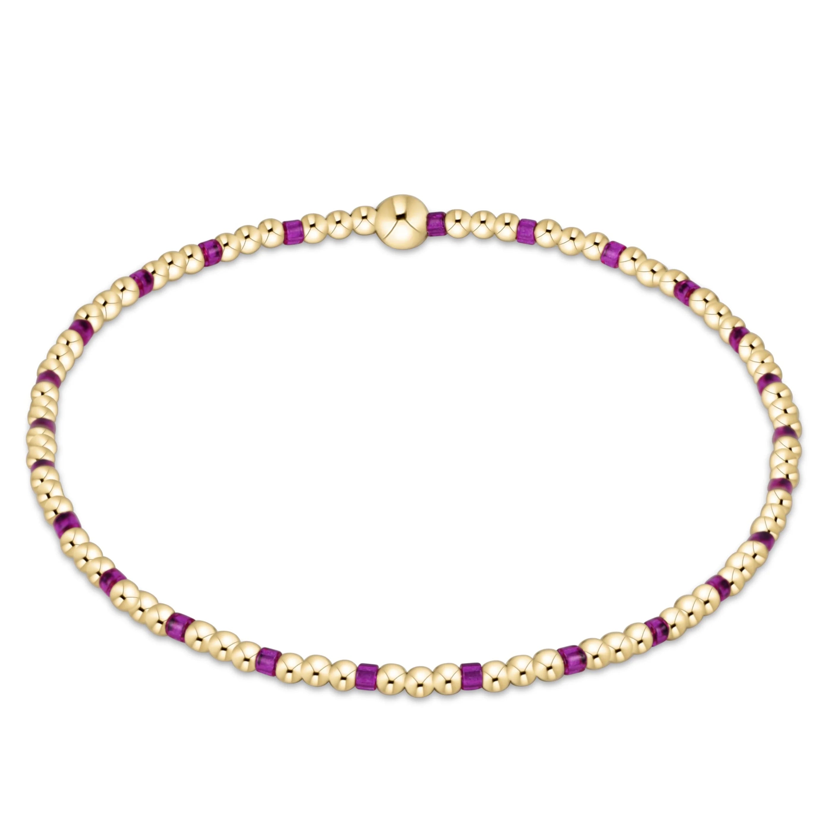 hope sincerity pattern 2mm bead bracelet-Fuschia