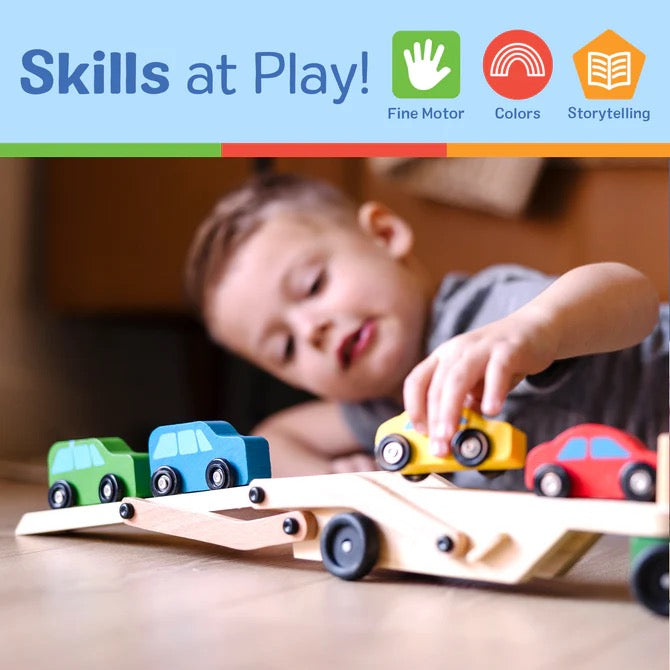 Melissa & Doug Car Carrier Truck & Car Wooden Toy Set
