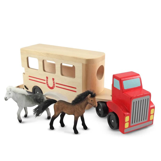 Melissa & Doug Horse Carrier Wooden Vehicle Play Set 4097