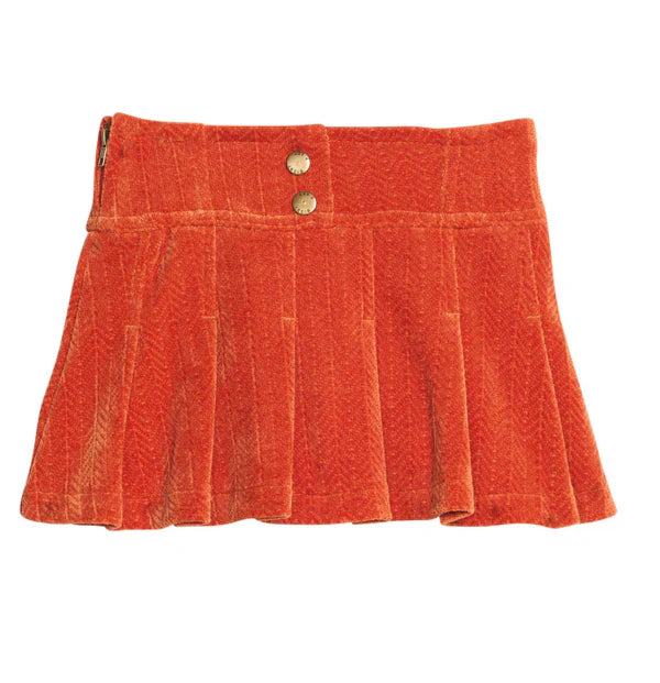 Bisby Rust Corduroy Pleated Skort