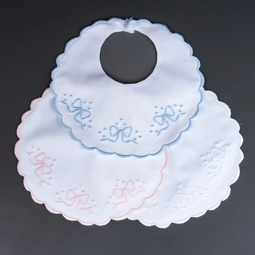 Scalloped Bib w/Embroidered Bows