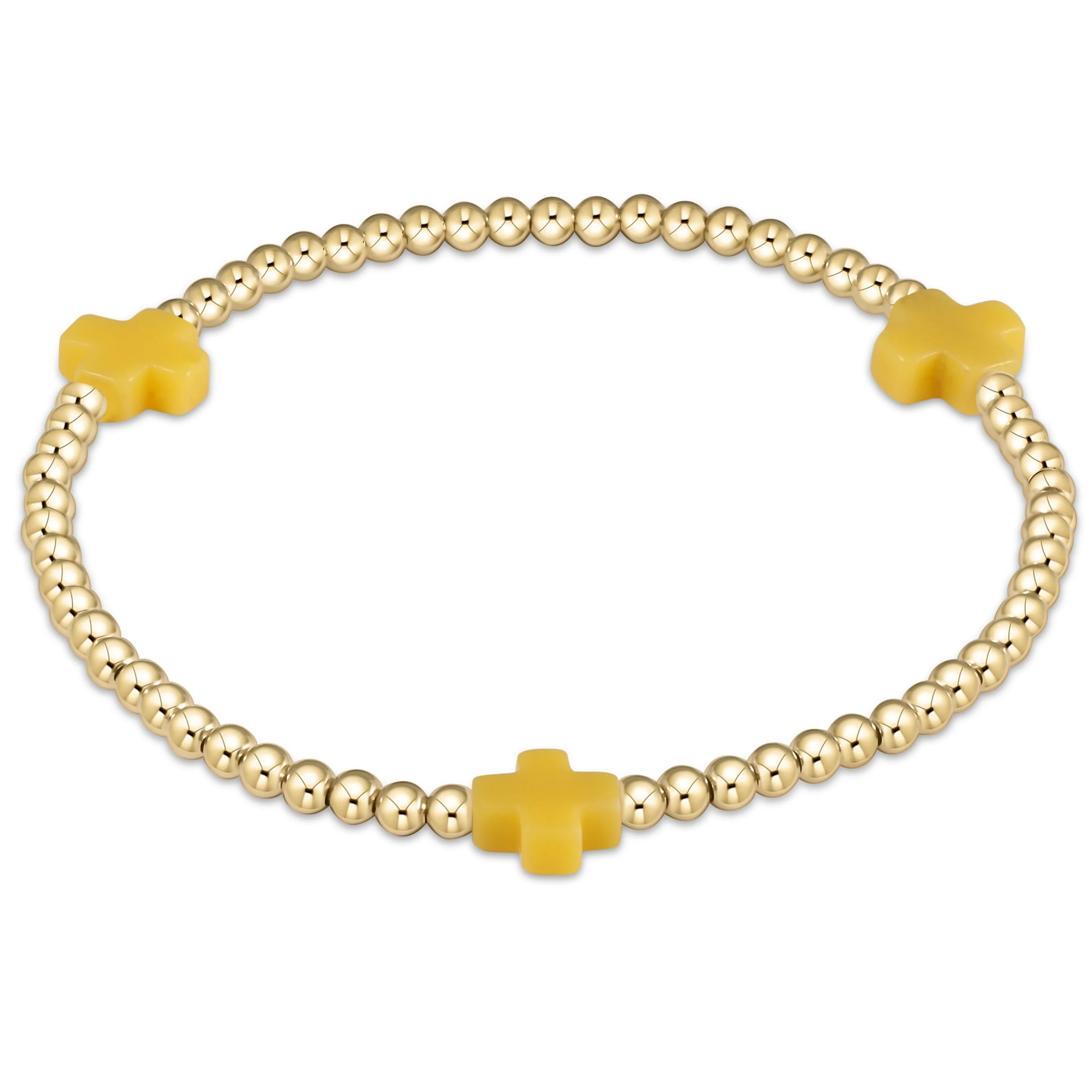 Signature cross 3mm gold bracelet-Canary