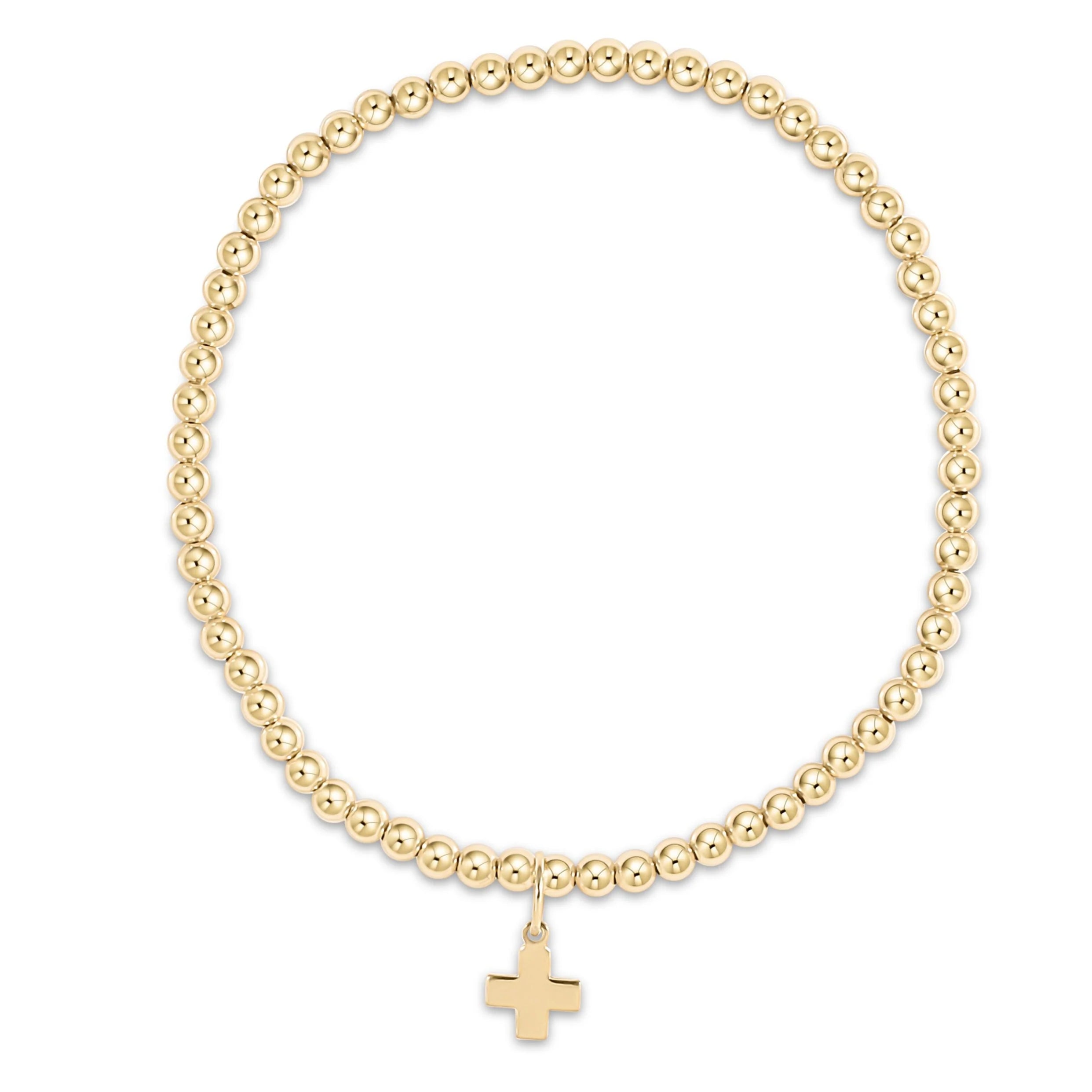 EGirl Classic Gold 3mm Beaded Bracelet- Signature Cross Charm