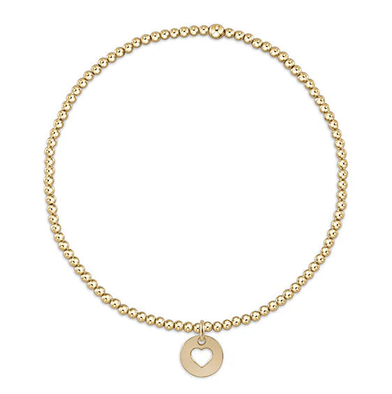 EGirl Classic Gold 2mm Beaded Bracelet- Love Small Disc