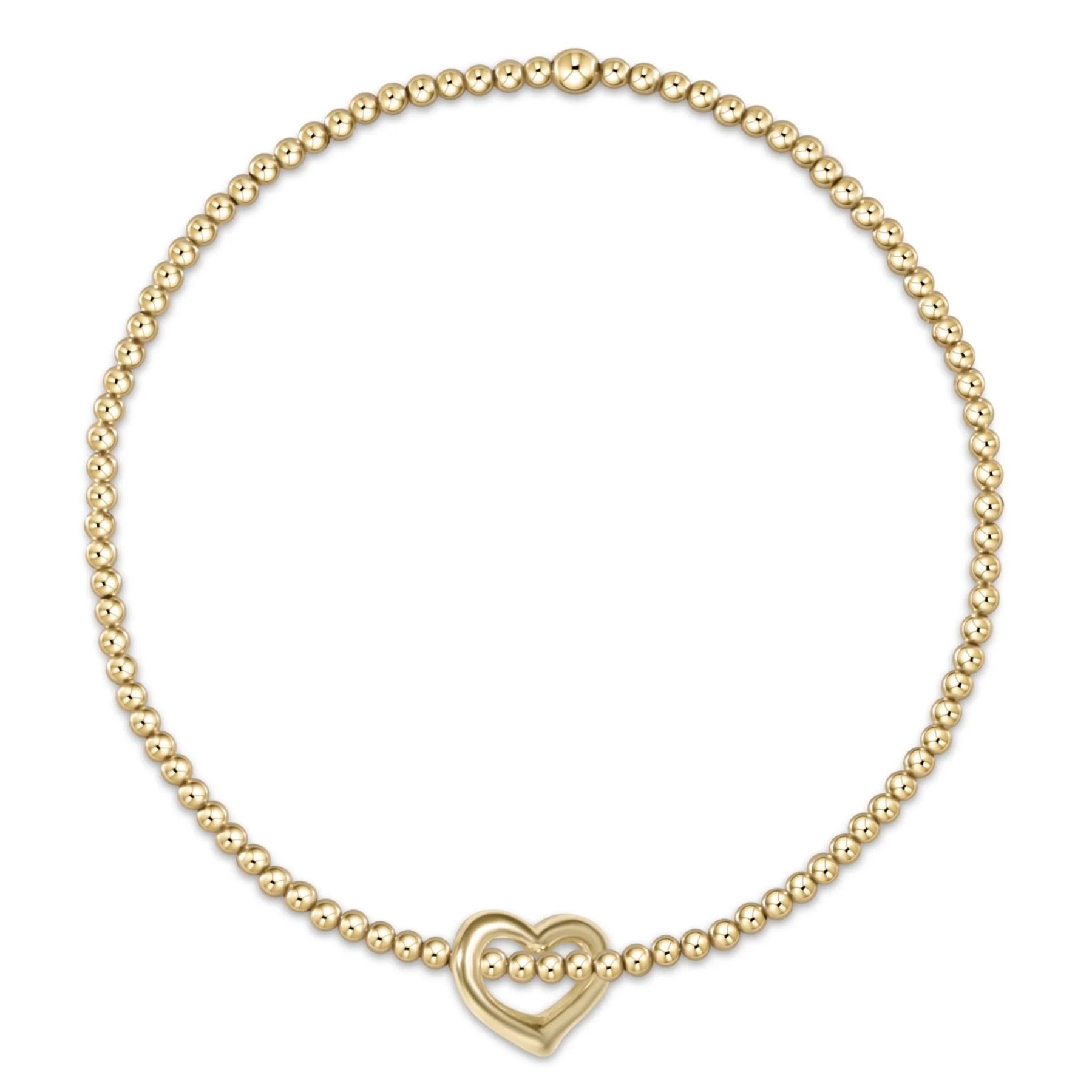 EGirl Classic Gold 2mm Beaded Bracelet- Love Small Charm