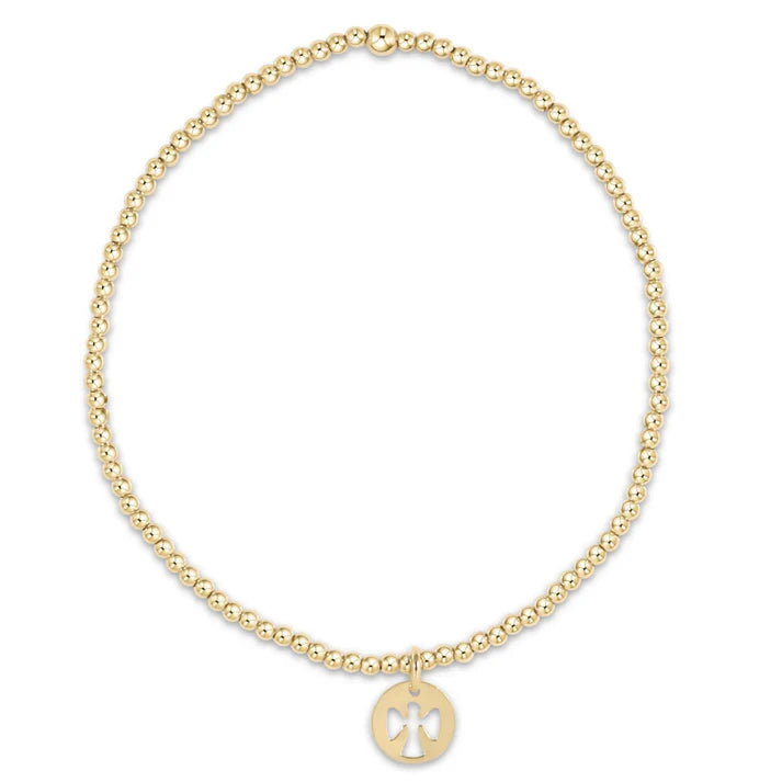 EGirl Classic Gold 2mm Beaded Bracelet-Guardian Angel Disc