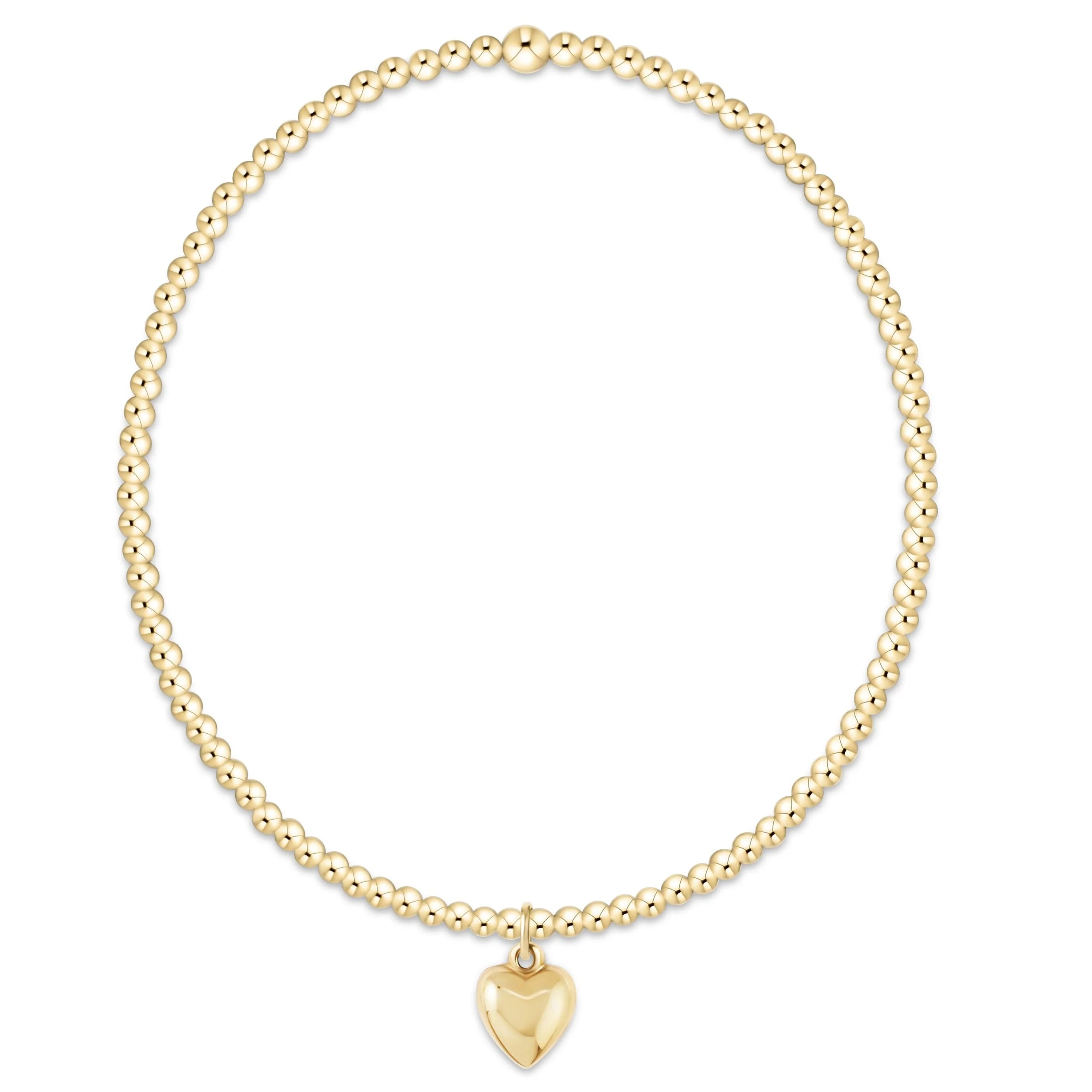EGirl Classic Gold 2mm Beaded Bracelet- Love Plush Small Charm