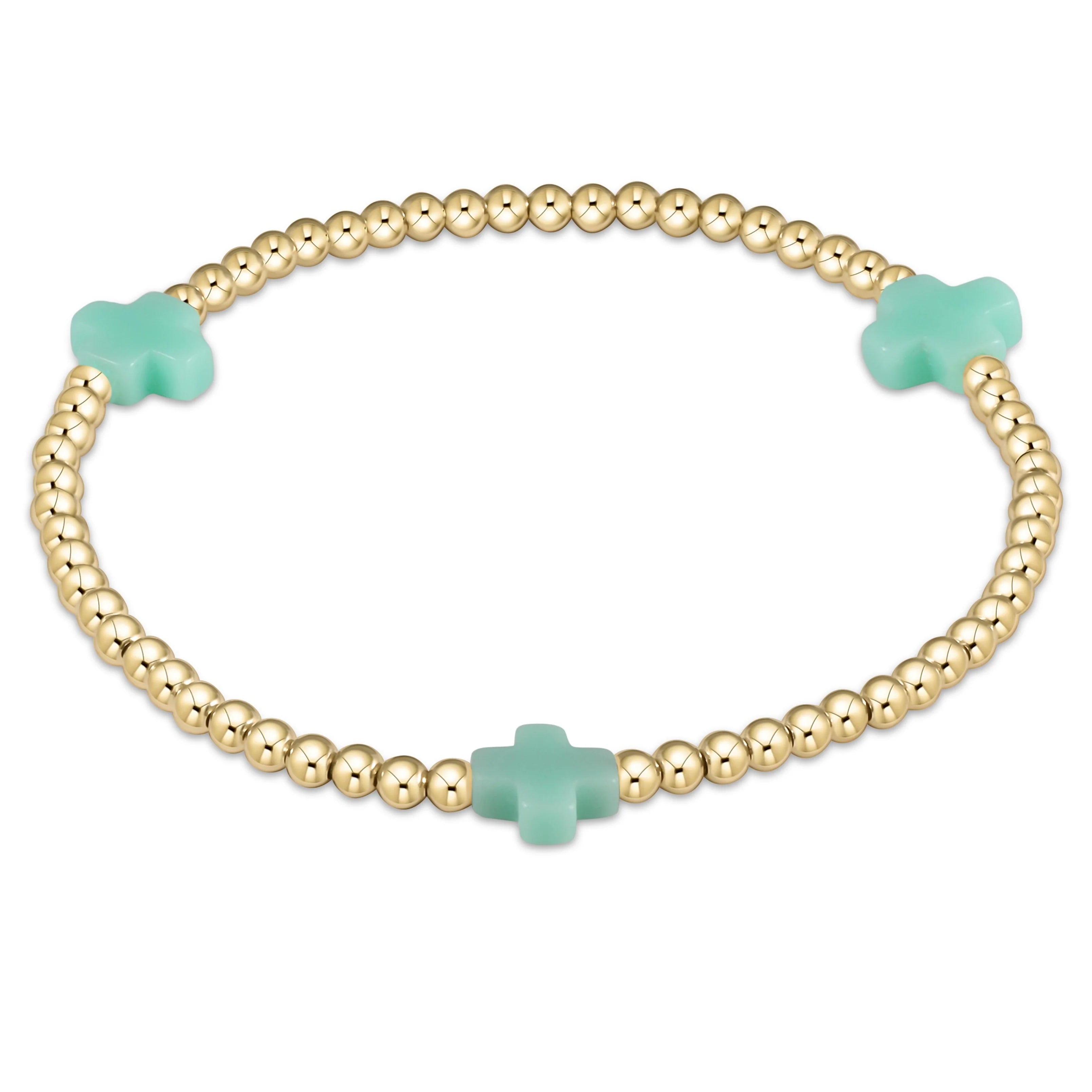 Signature cross 3mm gold bracelet-Mint