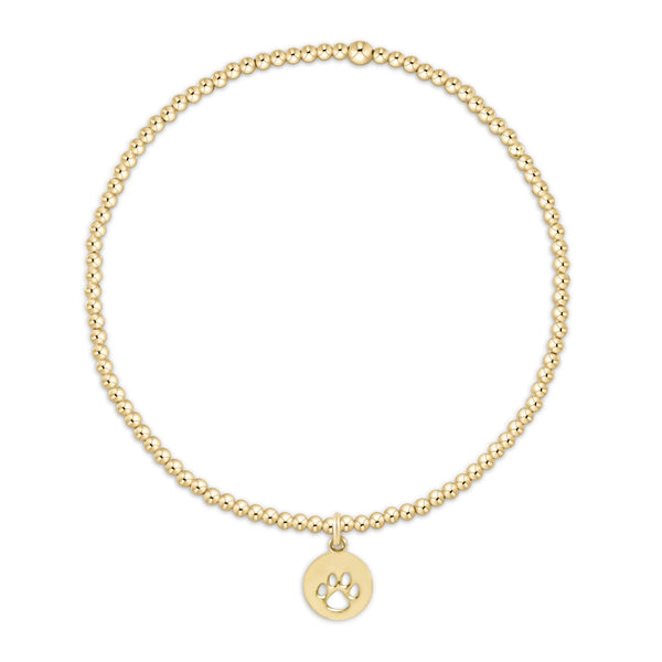 EGirl Classic Gold 2mm Beaded Bracelet- Paw Print Disc