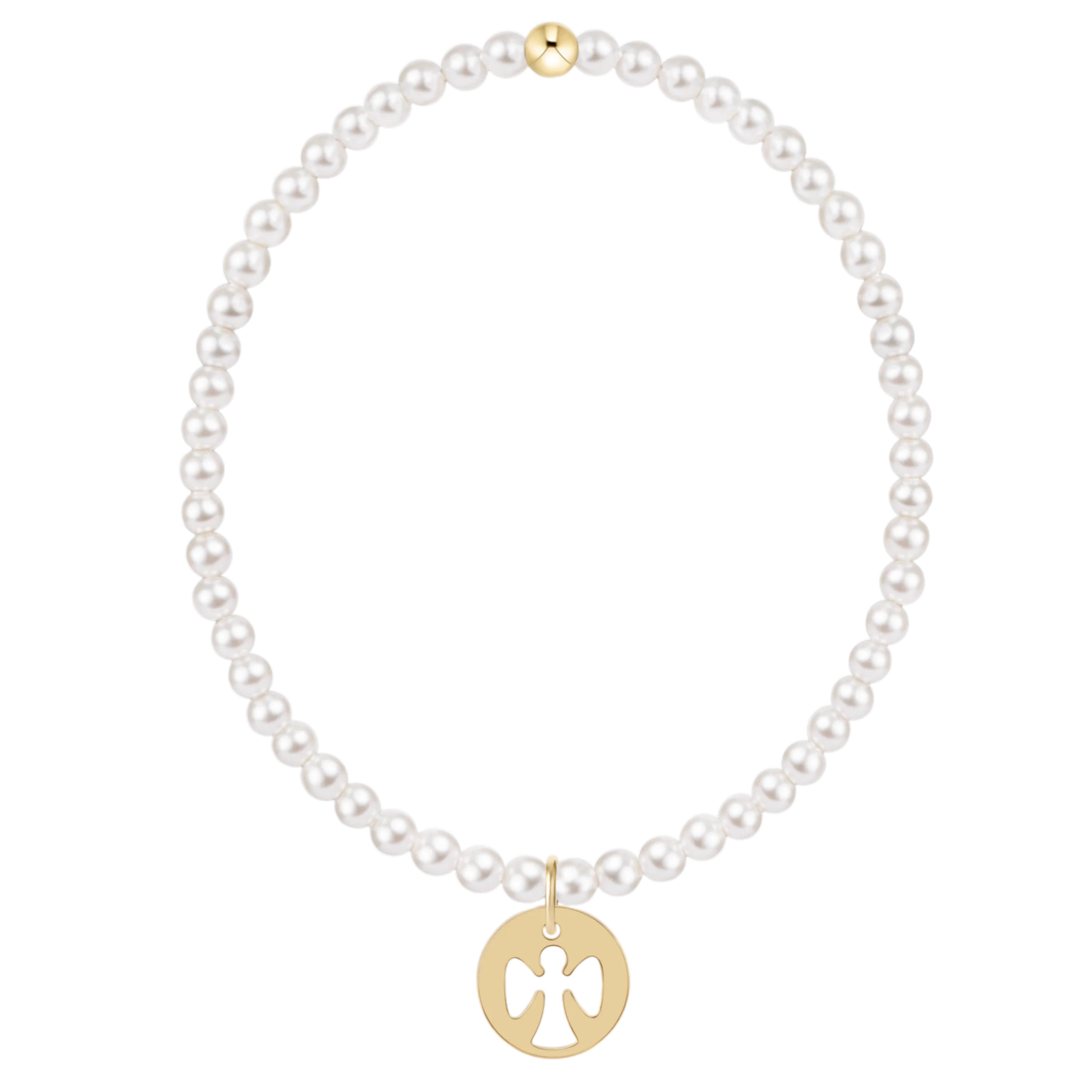 EGirl Classic Pearl 3mm Beaded Bracelet-Guardian Angel Disc