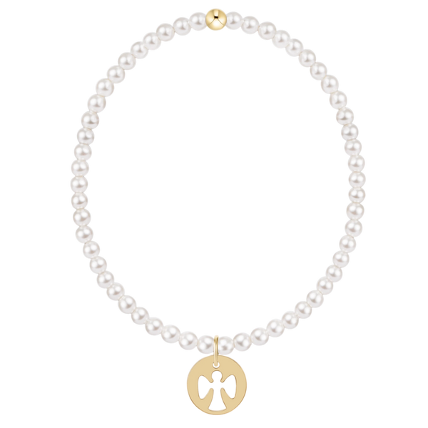 EGirl Classic Pearl 3mm Beaded Bracelet-Guardian Angel Disc