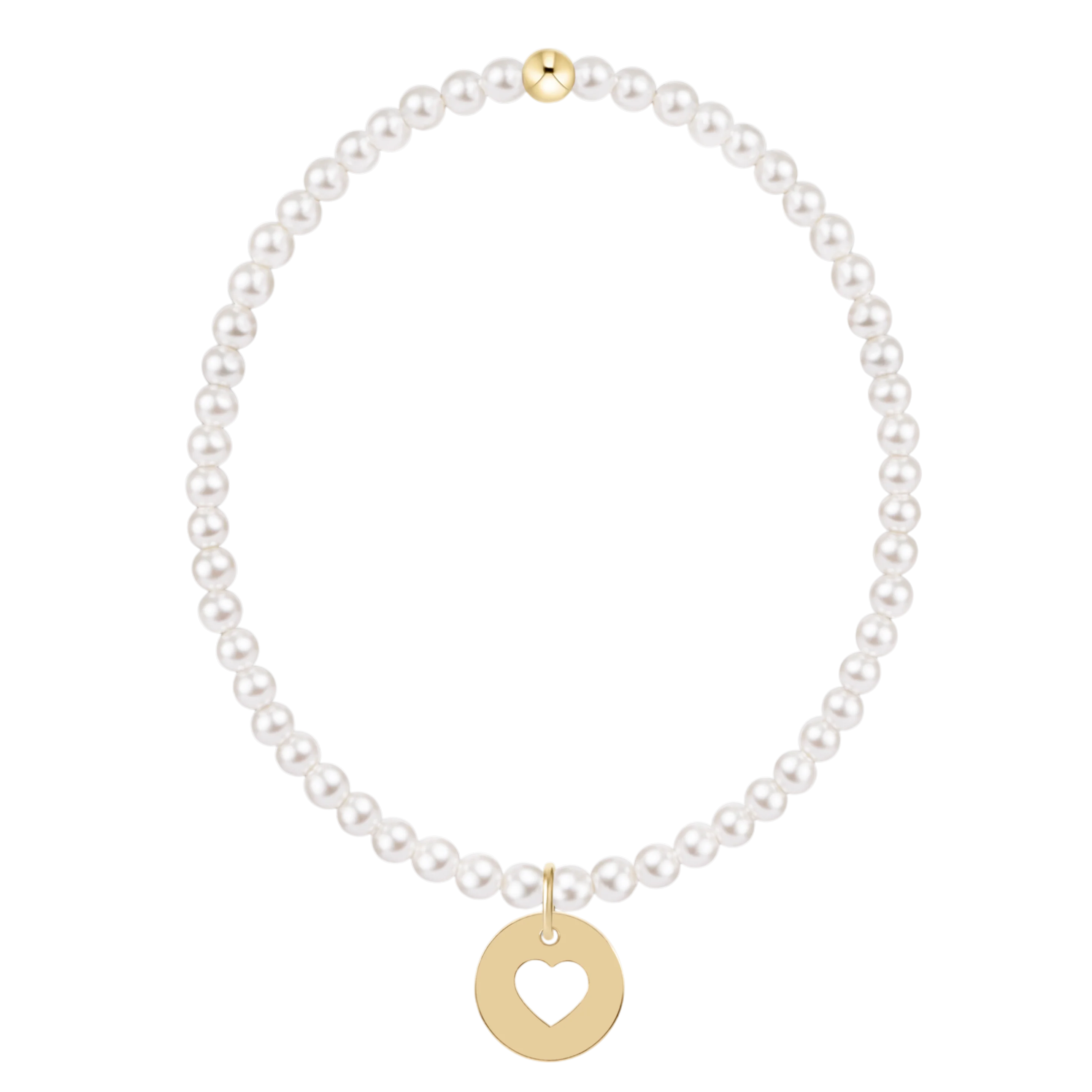 EGirl Classic Pearl 3mm Beaded Bracelet-Heart Disc