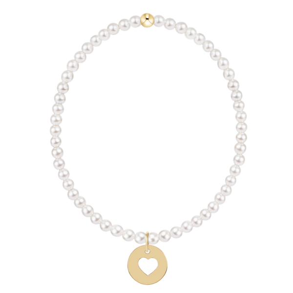 EGirl Classic Pearl 3mm Beaded Bracelet-Heart Disc