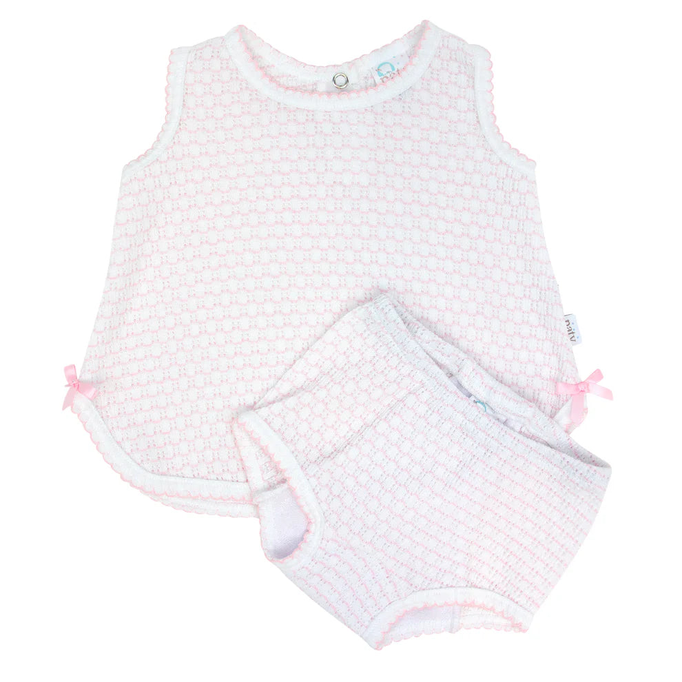 Paty Pinstripe w/Bow Diaper Set- Pink